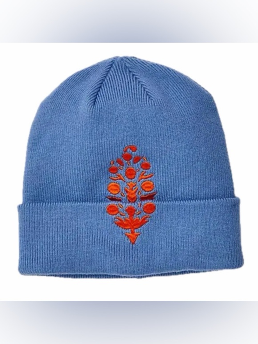 FP Movement by Free People Blue Beanie with Orange Embroidered Motif